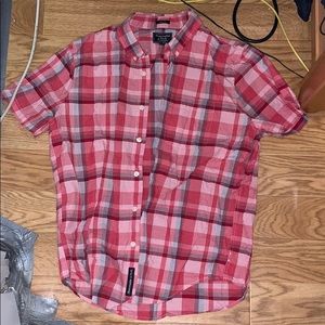 Red plaid button up shirt